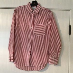 Current / Elliott red and white striped long-sleeve button-down shirt